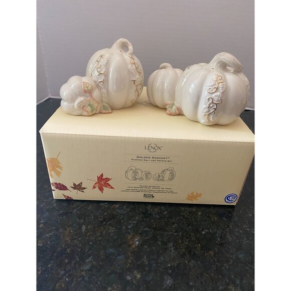 Lenox "Golden Harvest" Pumpkin Salt and Pepper Set, NIB - Picture 1 of 9
